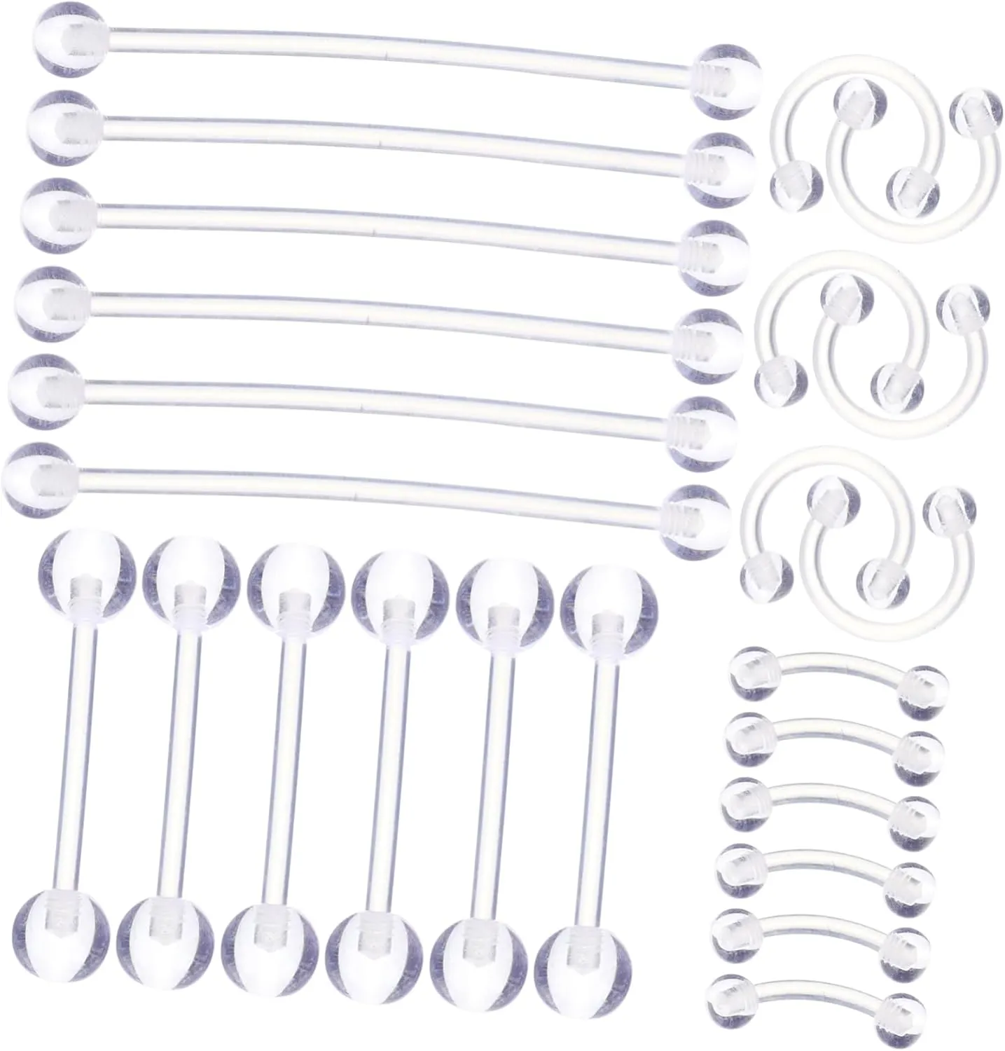 TENDYCOCO 48 Pcs Transparent Nose Studs Perforation Lip Nail Acrylic Miss