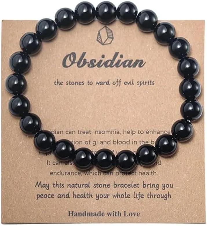 tenghong2021 Natural Stone Hand Stretch String Bracelet for Women Healing Crystal Stone Beaded Bracelets Stress Relief Anxiety Yoga Bracelet for Women Couple Birthday Gifts Jewelry