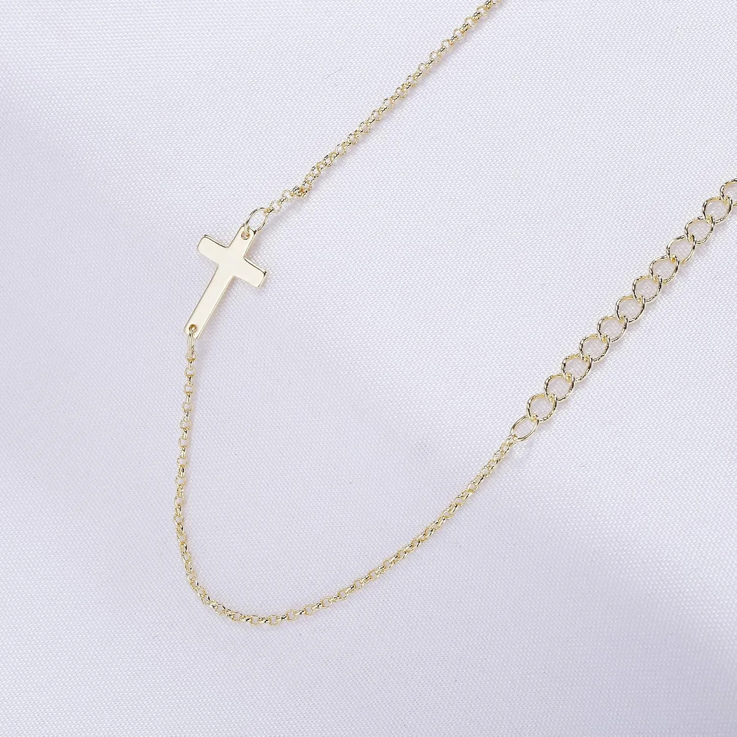 Tewiky Cross Bracelet for Women Dainty 14k Gold Cubic Zirconia Cute Tiny Bracelet Confirmation Gifts for Women