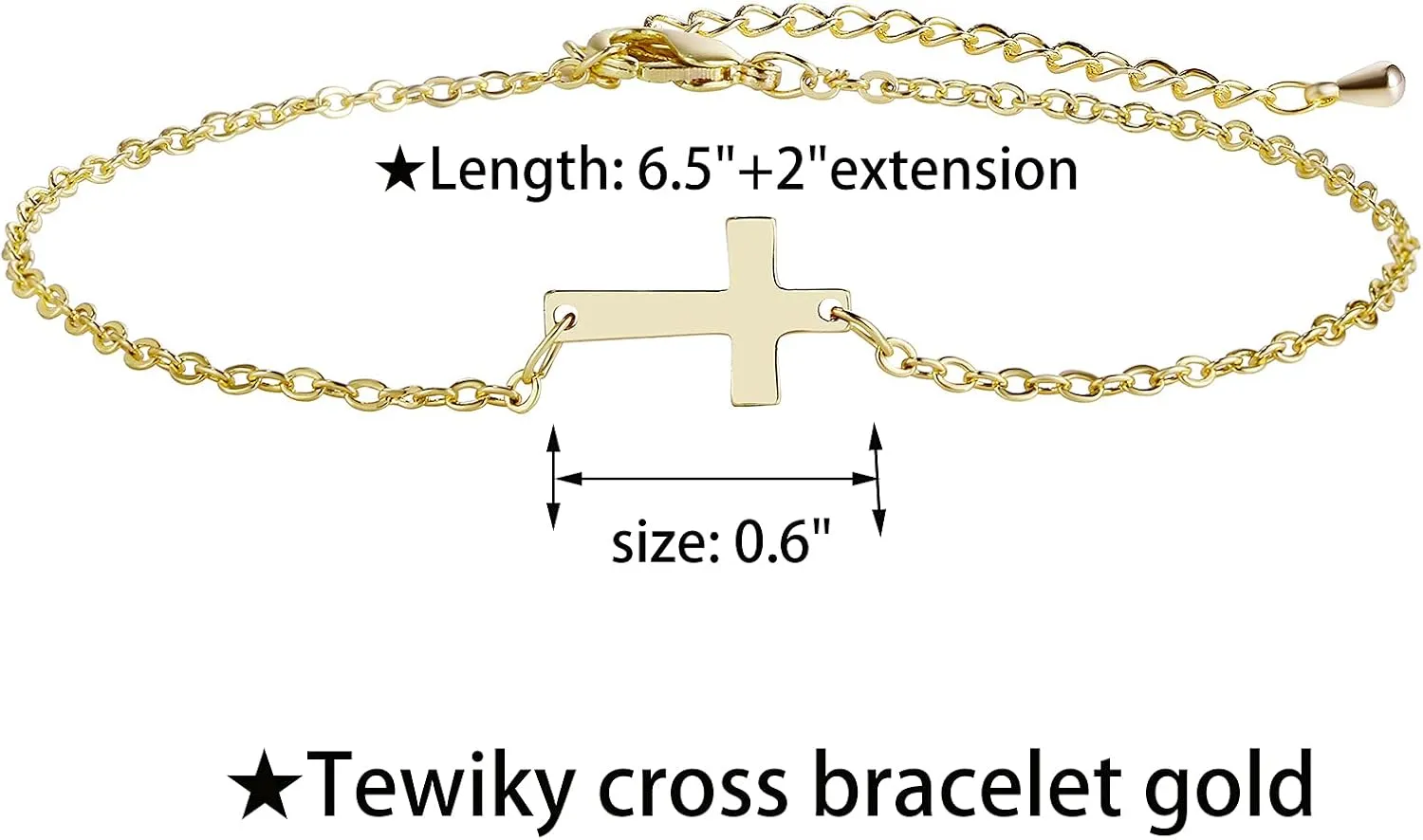 Tewiky Cross Bracelet for Women Dainty 14k Gold Cubic Zirconia Cute Tiny Bracelet Confirmation Gifts for Women