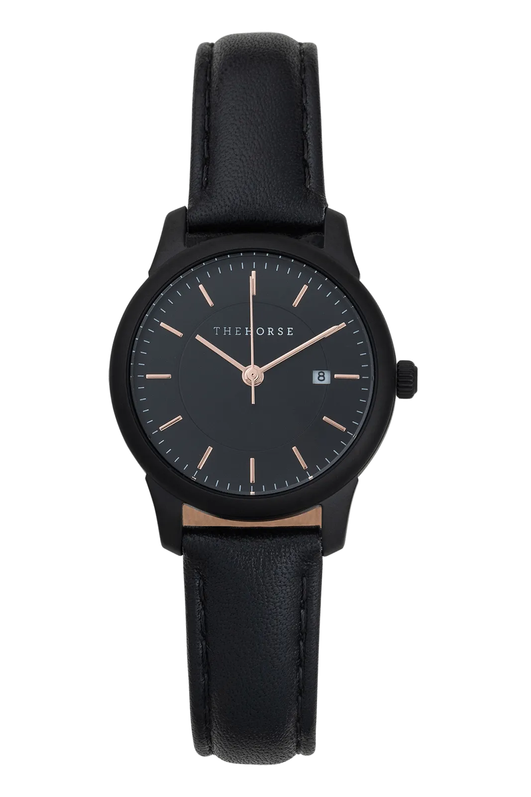 THE HORSE IVY GIRL WATCH - BLACK/BLACK DIAL/ROSE GOLD INDEX