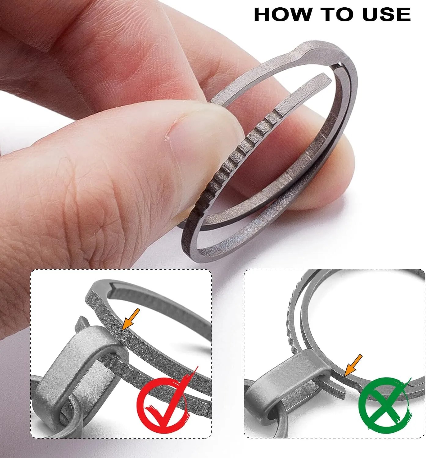 TISUR Key Rings for Keychains,Carabiner Keychain Ring Titanium Key Rings Heavy Duty Round Split Rings for Men and Women
