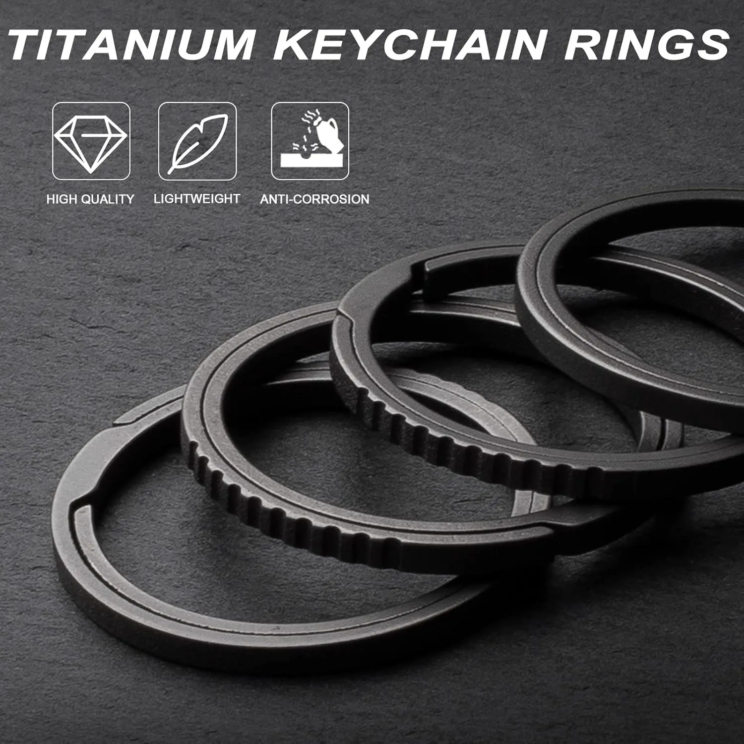TISUR Key Rings for Keychains,Carabiner Keychain Ring Titanium Key Rings Heavy Duty Round Split Rings for Men and Women