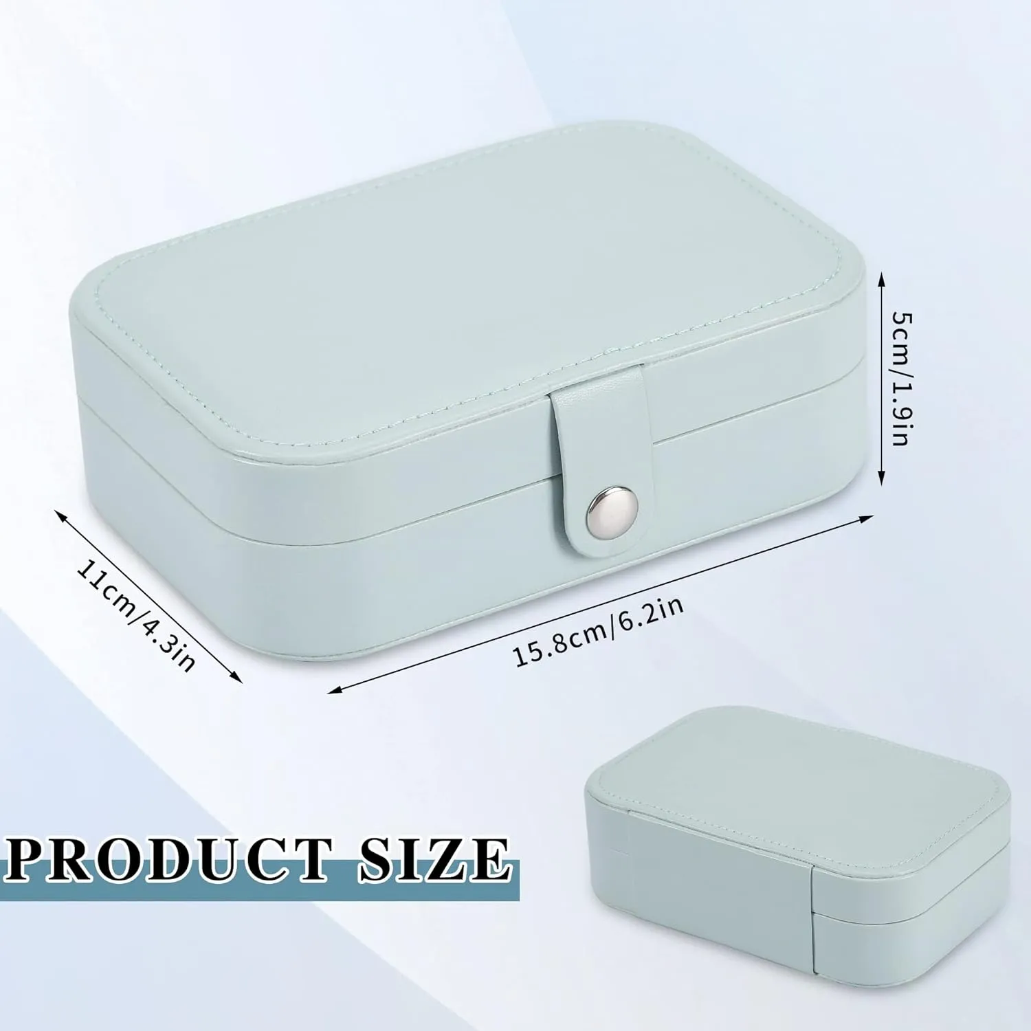 Travel Jewelry Box, PU leather Small Jewelry Organizer For Female Girls, double layer portable mini travel case for storing earrings, rings, necklaces.(Blue)