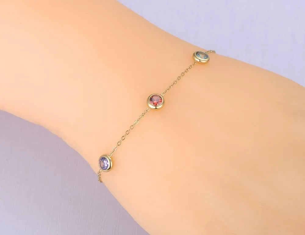 Trendy Boho Stainless Steel Colorful CZ Crystal Rainbow Choker Necklaces for Women, Dainty Rhinestone Beaded 14k Gold Chain Layering Necklace for Teen Girls
