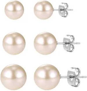 U7 Cat Stud Earrings Silver/Black/Silver/Gold Color,Birthstone Kitten Earrings, BarFaux Pearl Earrings Set, Women Teen Girls Gift