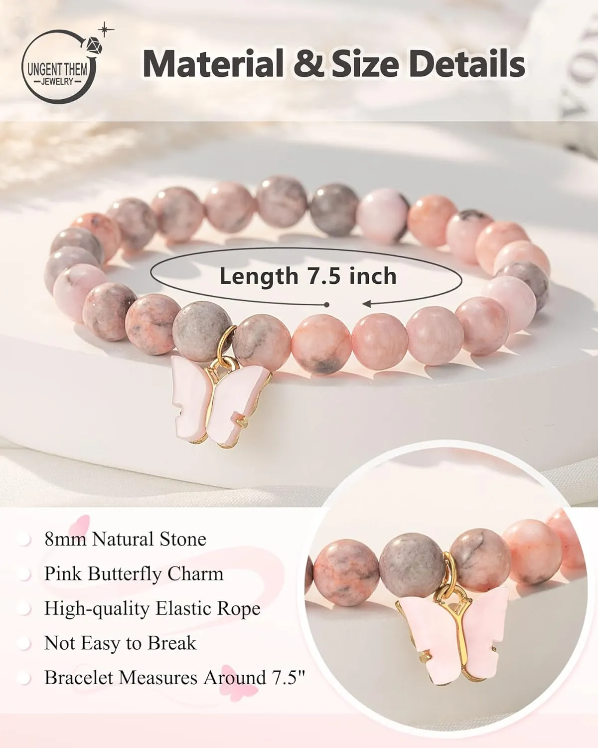 UNGENT THEM Butterfly Bracelets Inspirational Christian Religious Easter Gifts for Women Girls Friends