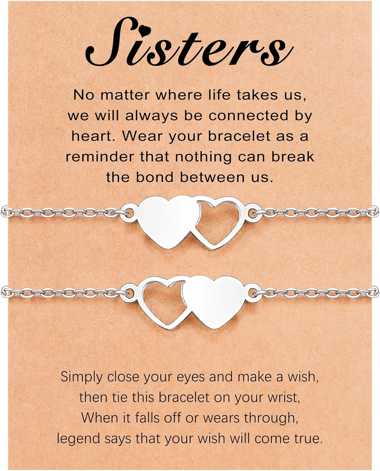 UNGENT THEM Connected By Heart Matching Bracelets Gifts for Sisters Mother Daughter Women Girls
