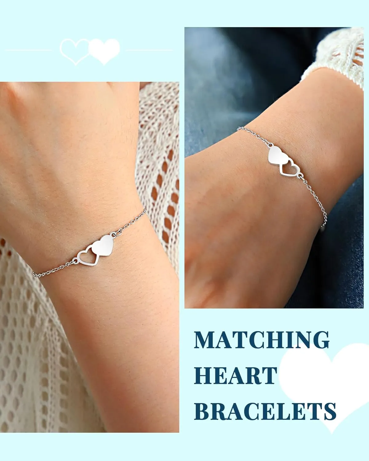 UNGENT THEM Connected By Heart Matching Bracelets Gifts for Sisters Mother Daughter Women Girls