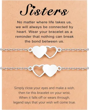 UNGENT THEM Connected By Heart Matching Bracelets Gifts for Sisters Mother Daughter Women Girls