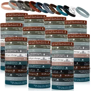 Unittype 240 Pcs Christian Silicone Bracelets Bulk Scripture Bible Verse Rubber Wristbands Religious Church Gifts for Women Men Mother's Day Church Favors Birthday Easter Baptism Gifts(Classic Color)