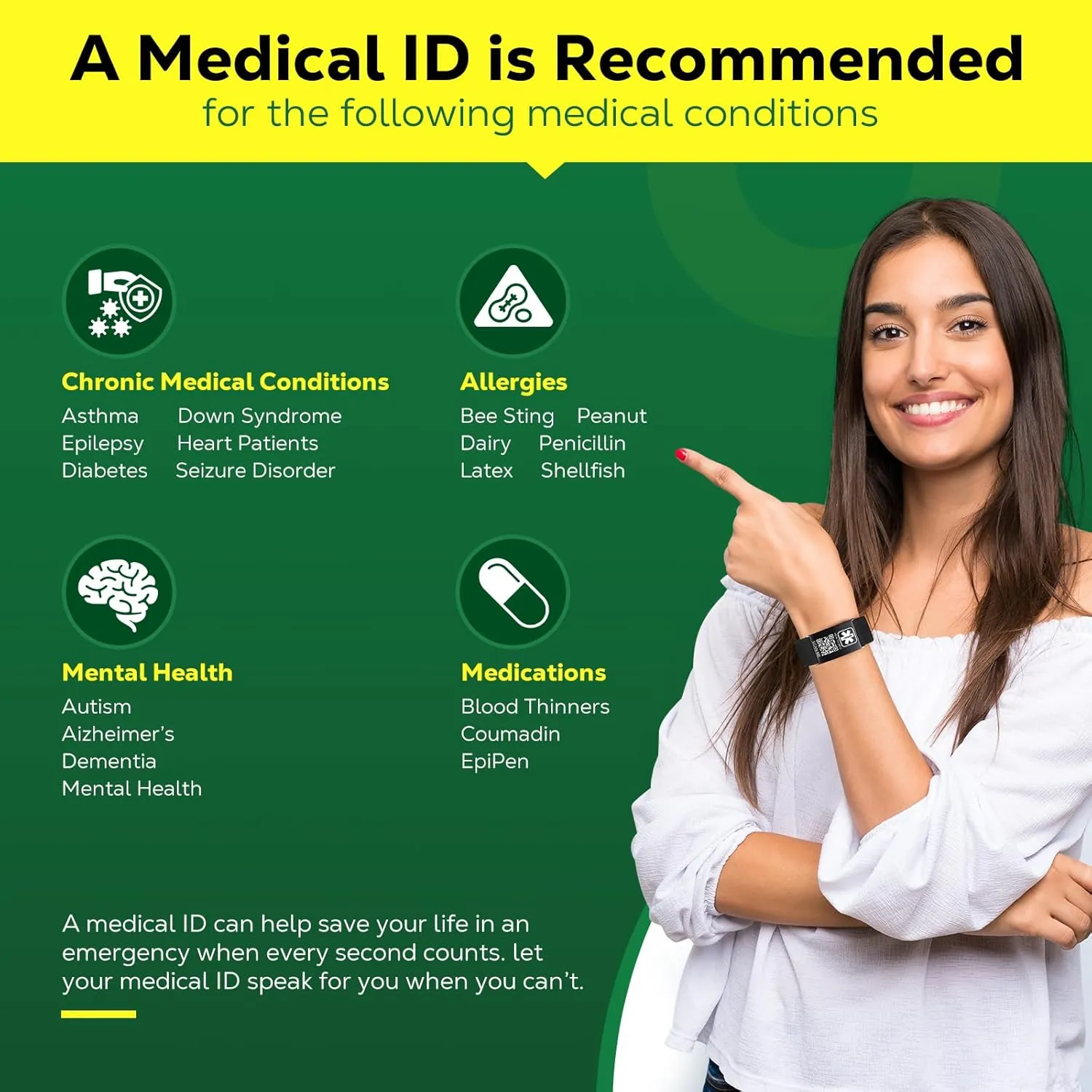 Upgraded Medical Bracelets Men Women with QR Code Medical Alert ID Bracelets - Titanium Steel Wristband Fits Wrists Up 8''-10'' - More Space Custom Emergency Med ID Info