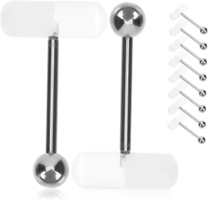 VANZACK 10pcs Stainless Steel Tongue Nails Comfortable Navel Rings Belly Bars Body Jewelry for Parties Special Days