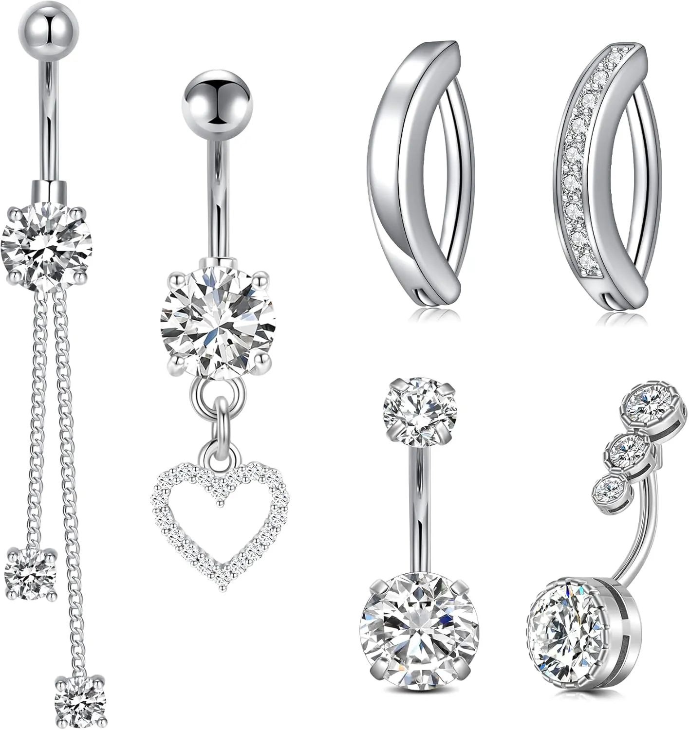 VCMART Belly Button Ring Belly Button Piercing Surgical Steel Belly Rings 14G Belly Button Rings Belly Navel Rings Piercing Jewelry