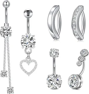 VCMART Belly Button Ring Belly Button Piercing Surgical Steel Belly Rings 14G Belly Button Rings Belly Navel Rings Piercing Jewelry