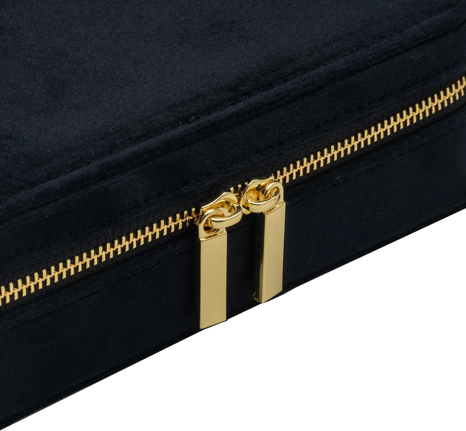 Velvet Multiple Ring Box Jewelry Organizer Display Tray with Zipper Around Earring Holder Case for Wedding Birthday (Black)
