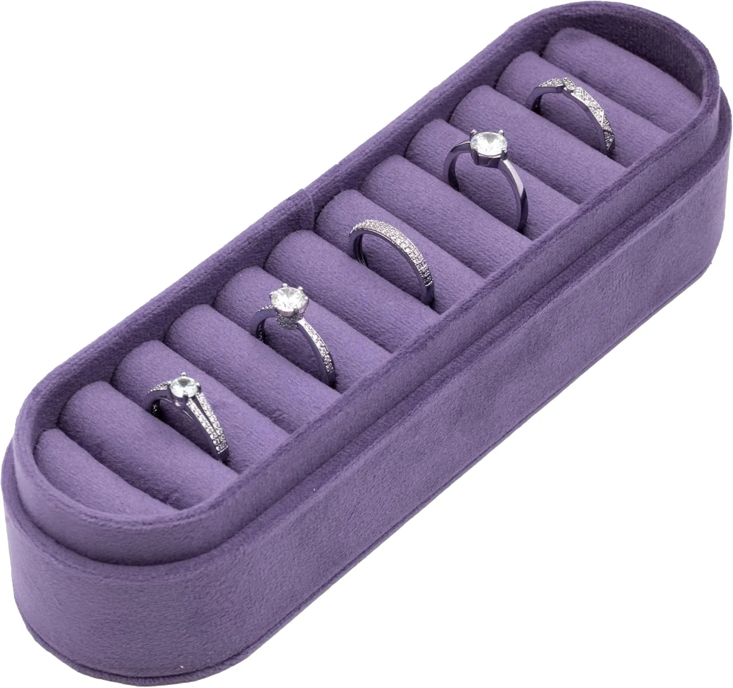 Velvet Small Multiple Ring Box Portable Organizer Display Storage Travel Case Jewelry Earring Holder for Wedding Birthday Christmas Day (Purple)