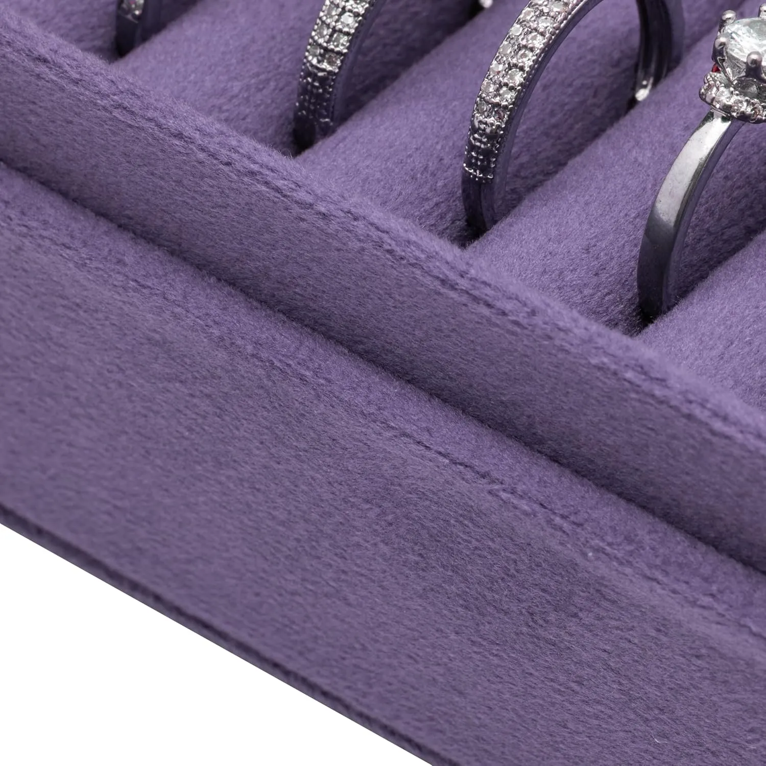 Velvet Small Multiple Ring Box Portable Organizer Display Storage Travel Case Jewelry Earring Holder for Wedding Birthday Christmas Day (Purple)