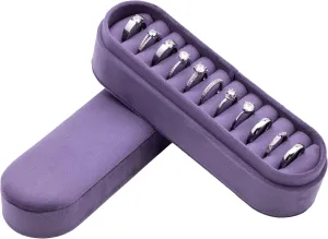 Velvet Small Multiple Ring Box Portable Organizer Display Storage Travel Case Jewelry Earring Holder for Wedding Birthday Christmas Day (Purple)