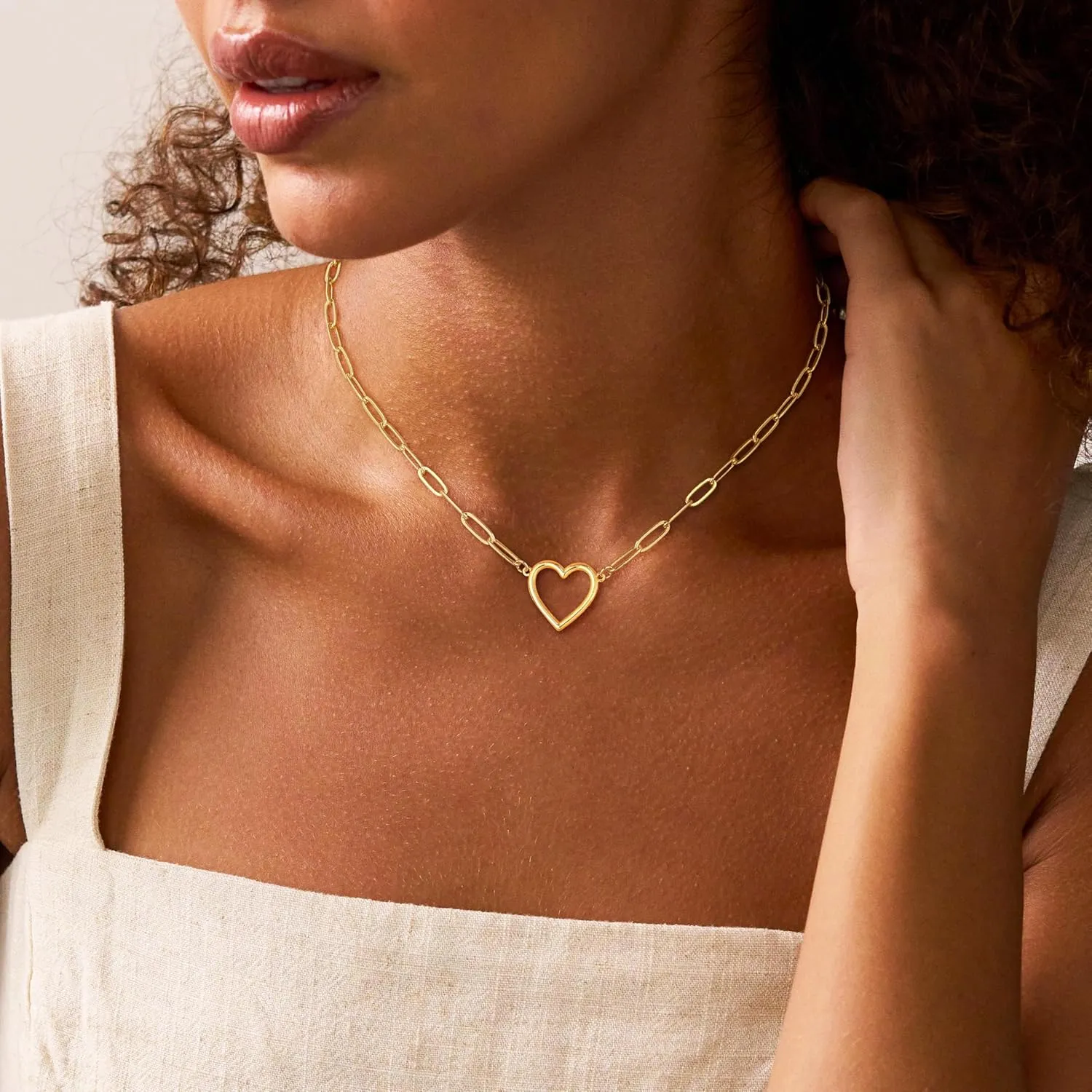 VIROMY Cross Necklaces for Women Gold Evil Eye Necklace Paperclip Chain Heart Pendant Pearl Heart Cross Choker Everyday Jewelry Gifts for Women