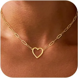 VIROMY Cross Necklaces for Women Gold Evil Eye Necklace Paperclip Chain Heart Pendant Pearl Heart Cross Choker Everyday Jewelry Gifts for Women