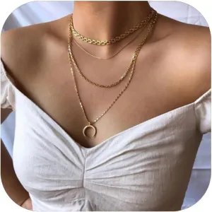 Vivian&CD Gold Layered Choker Necklaces Set for Women, Dainty Gold Paperclip Link Chain Necklace Stackable Herringbone Simple Necklace for Women Jewelry Gift