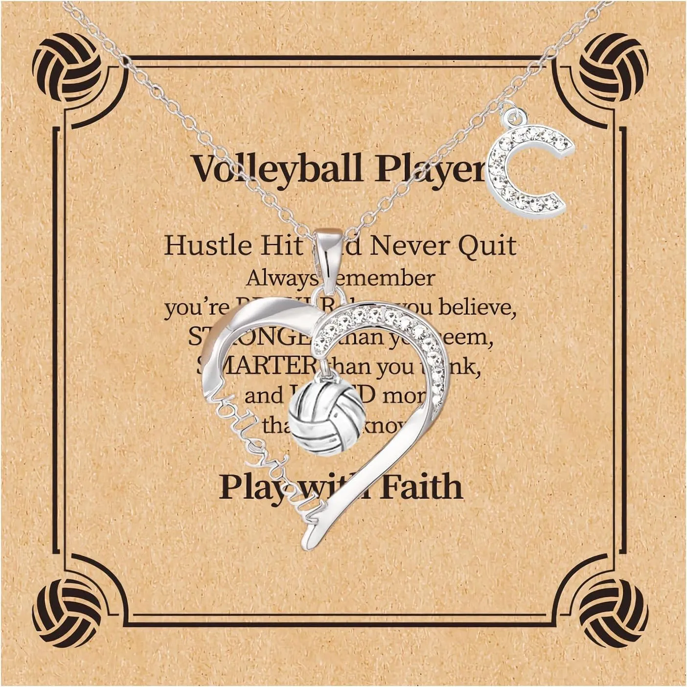 Volleyball Necklace for Women Volleyball Gifts for Teen Girls Silver Heart Pendant Necklaces for Sport Lovers Custom Name Jewelry for Teammates Coaches