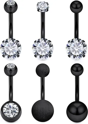 Vsnnsns Shiny Cubic Zirconia Belly Button Piercing - 14G, 8MM-14MM Navel Rings for Women and Men, 316L Stainless Steel