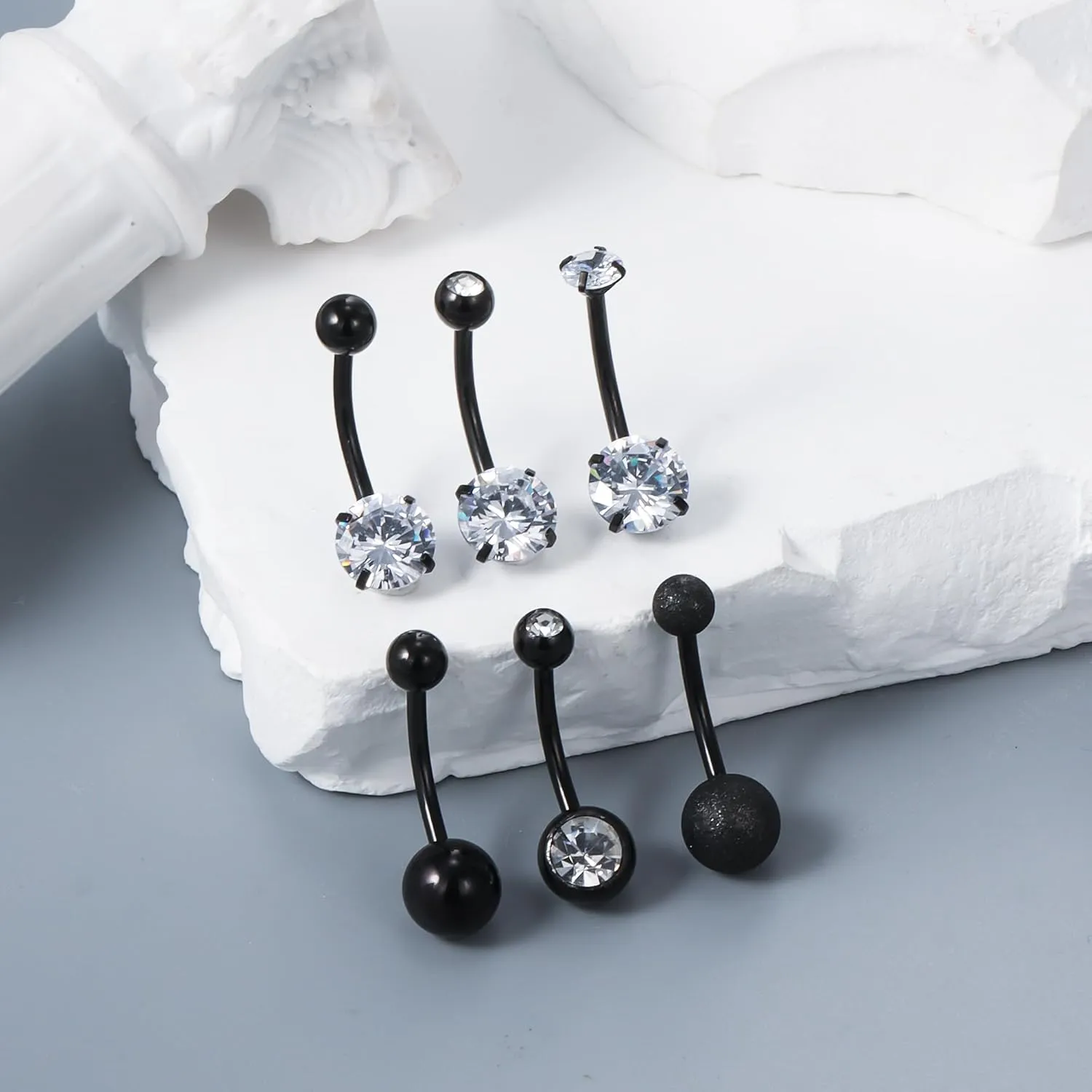 Vsnnsns Shiny Cubic Zirconia Belly Button Piercing - 14G, 8MM-14MM Navel Rings for Women and Men, 316L Stainless Steel