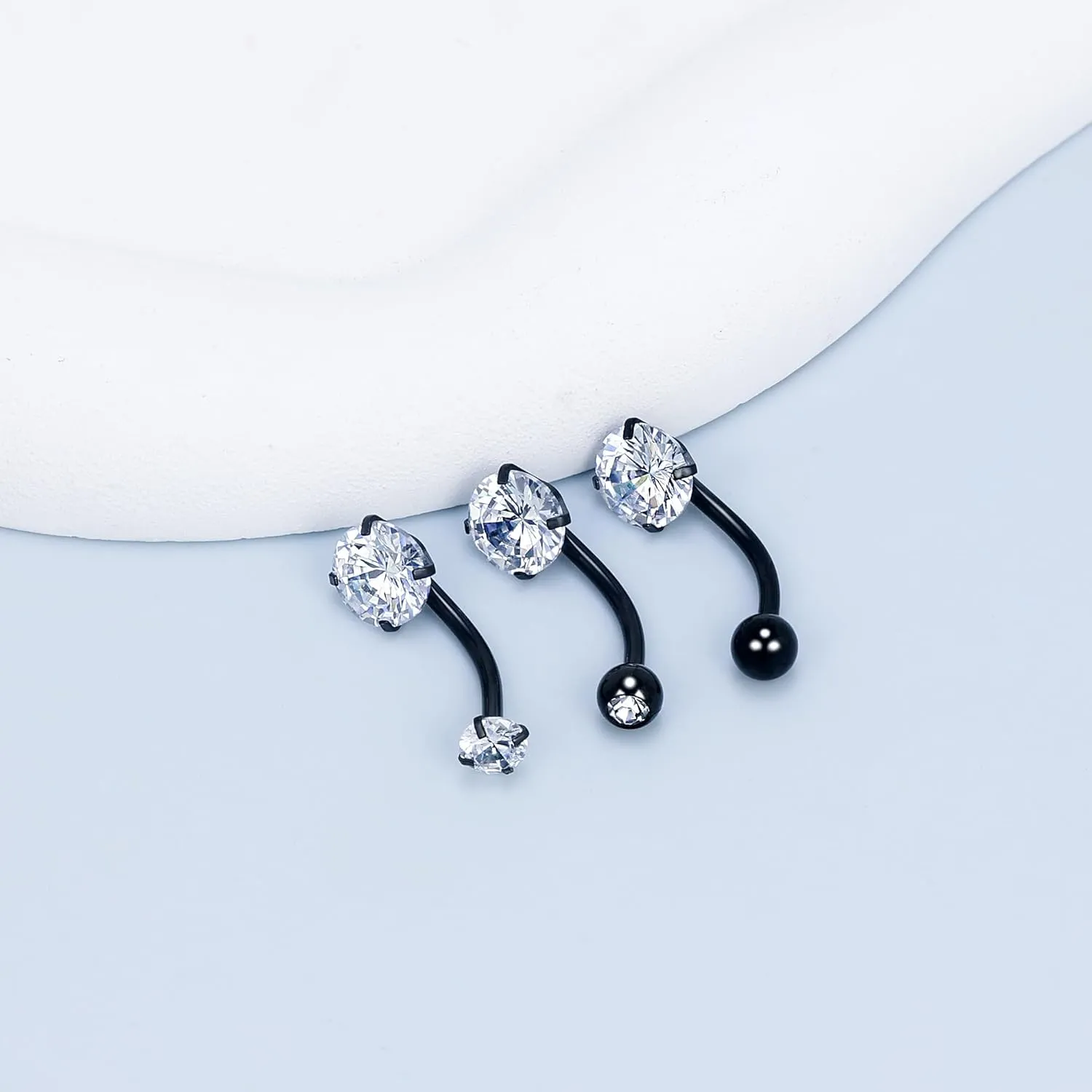 Vsnnsns Shiny Cubic Zirconia Belly Button Piercing - 14G, 8MM-14MM Navel Rings for Women and Men, 316L Stainless Steel