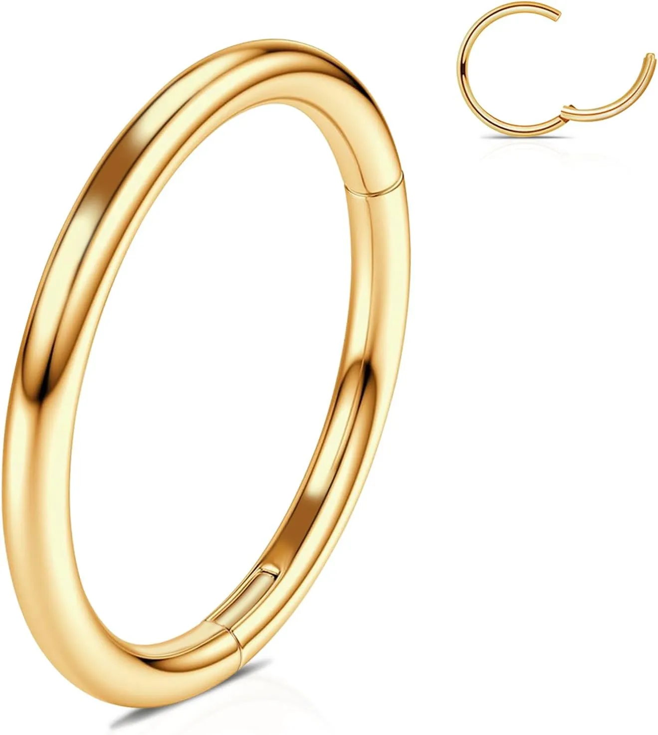 WBRWP 316L Stainless-Steel Hinged Nose Rings Hoop : 20G 18G 16G 14G Womens and Mens Body Pierecing Ring Segment Ring Lip Rings Nose Helix Cartilage Rook EarringsDiameter 6mm 8mm 10mm 12mm