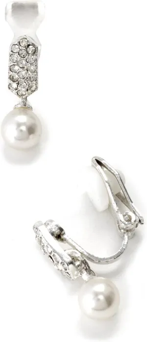 Wedding Earrings Clip On Earrings With White Pearl