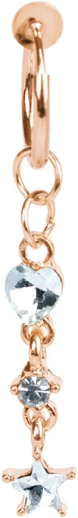 Women's Belly Rings, Stainless-Steel Heart Star Navel Rings for Women, Rosegold 2G