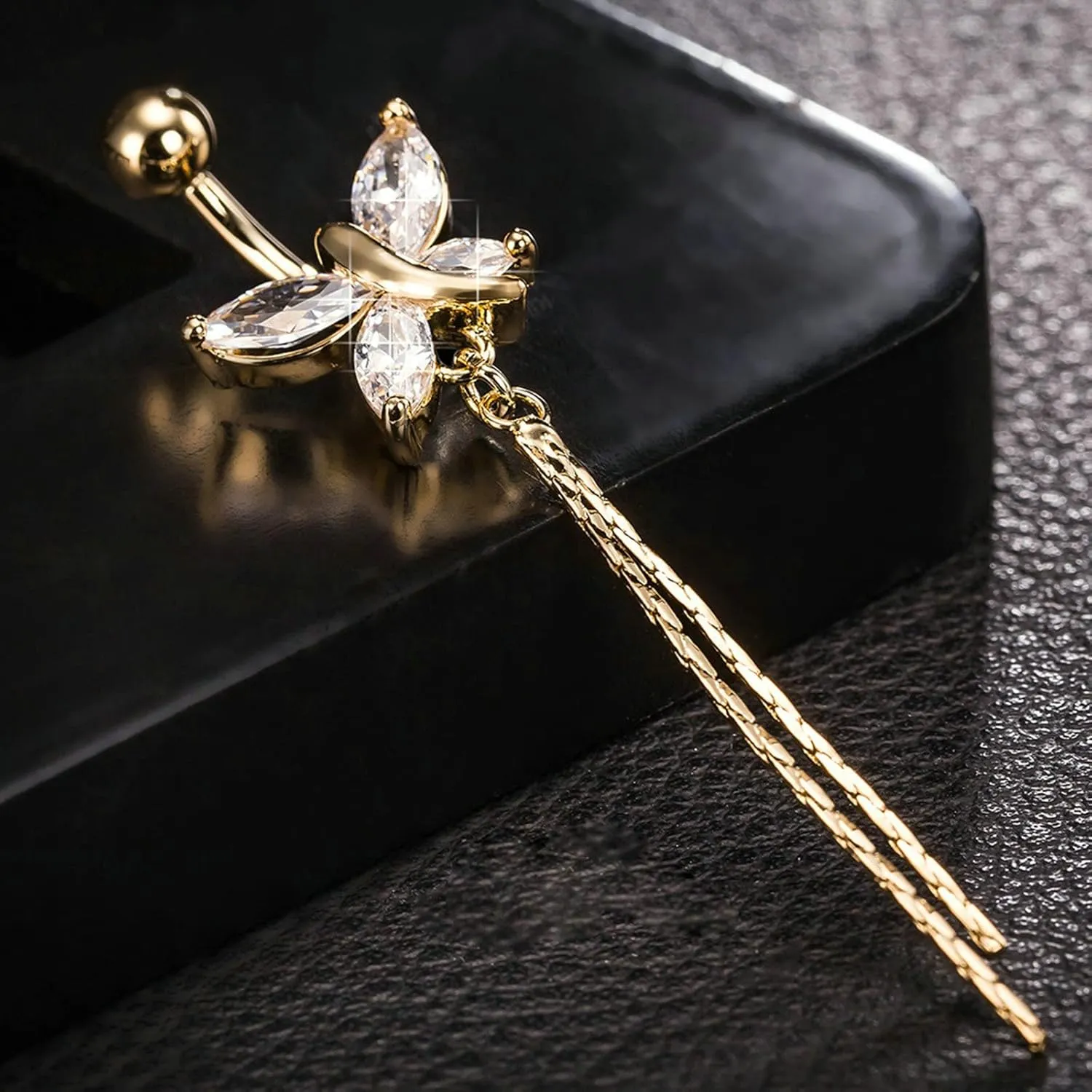 Wycian Belly Button Rings for Women, Navel Ring, Stainless Steel Belly Piercing Jewelry Butterfly Cubic Zirconia