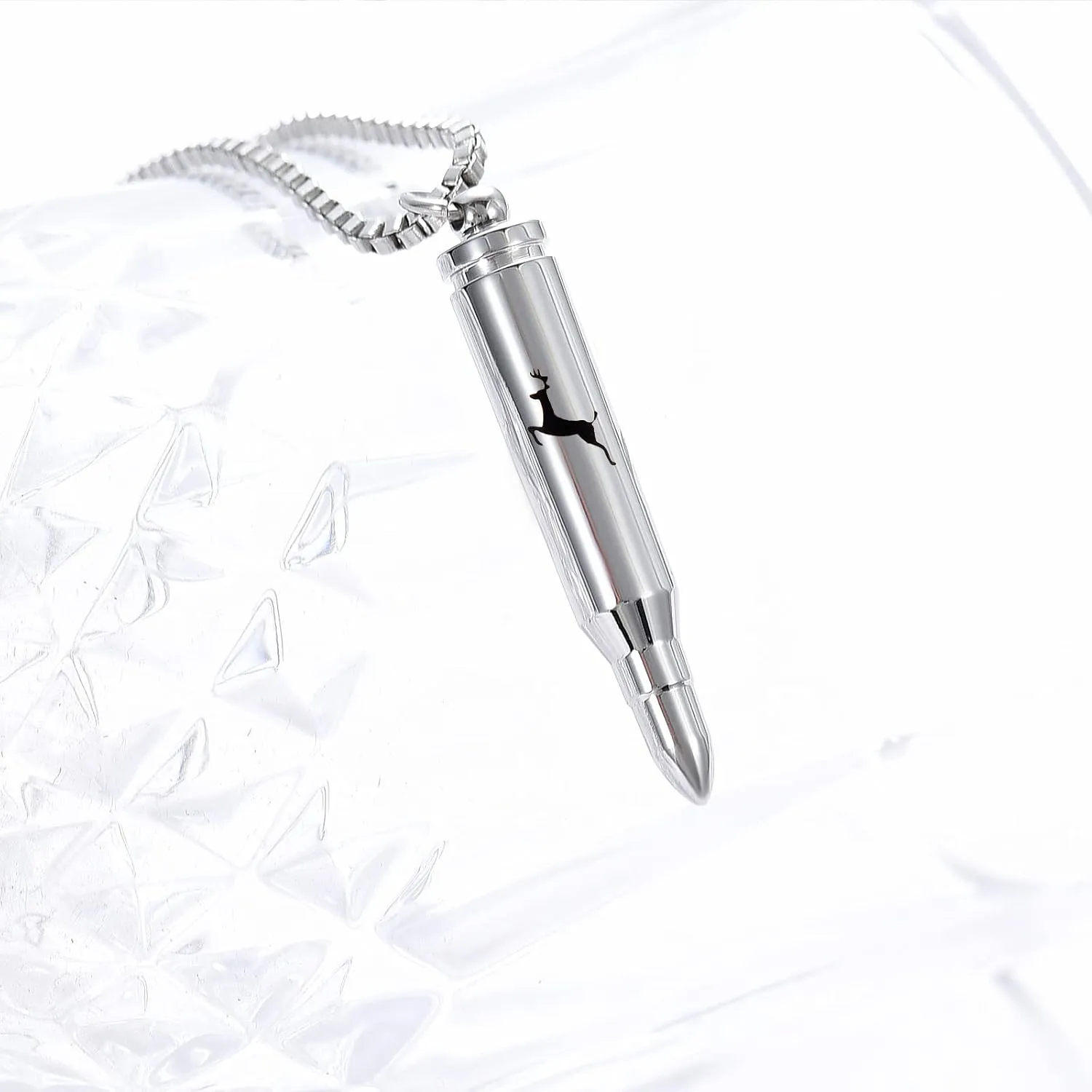 XSMZB Urn Necklaces for Ashes Bullet Shape Container Pendant Stainless Steel Keepsake Holder Ashes for Pet Human Memorial Cremation Jewelry for Men Women
