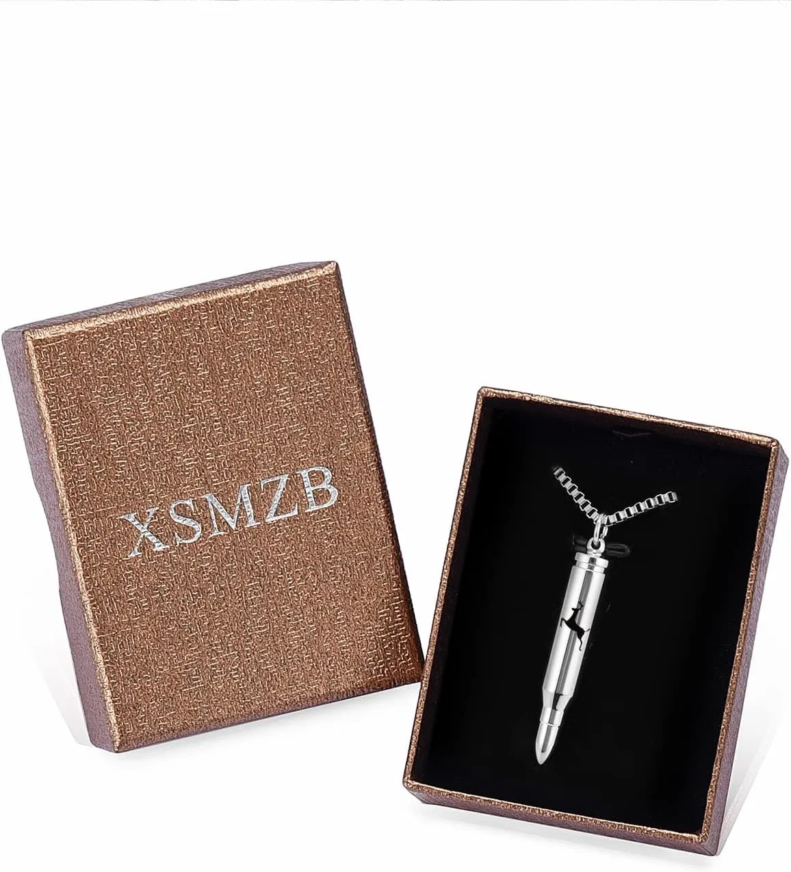 XSMZB Urn Necklaces for Ashes Bullet Shape Container Pendant Stainless Steel Keepsake Holder Ashes for Pet Human Memorial Cremation Jewelry for Men Women