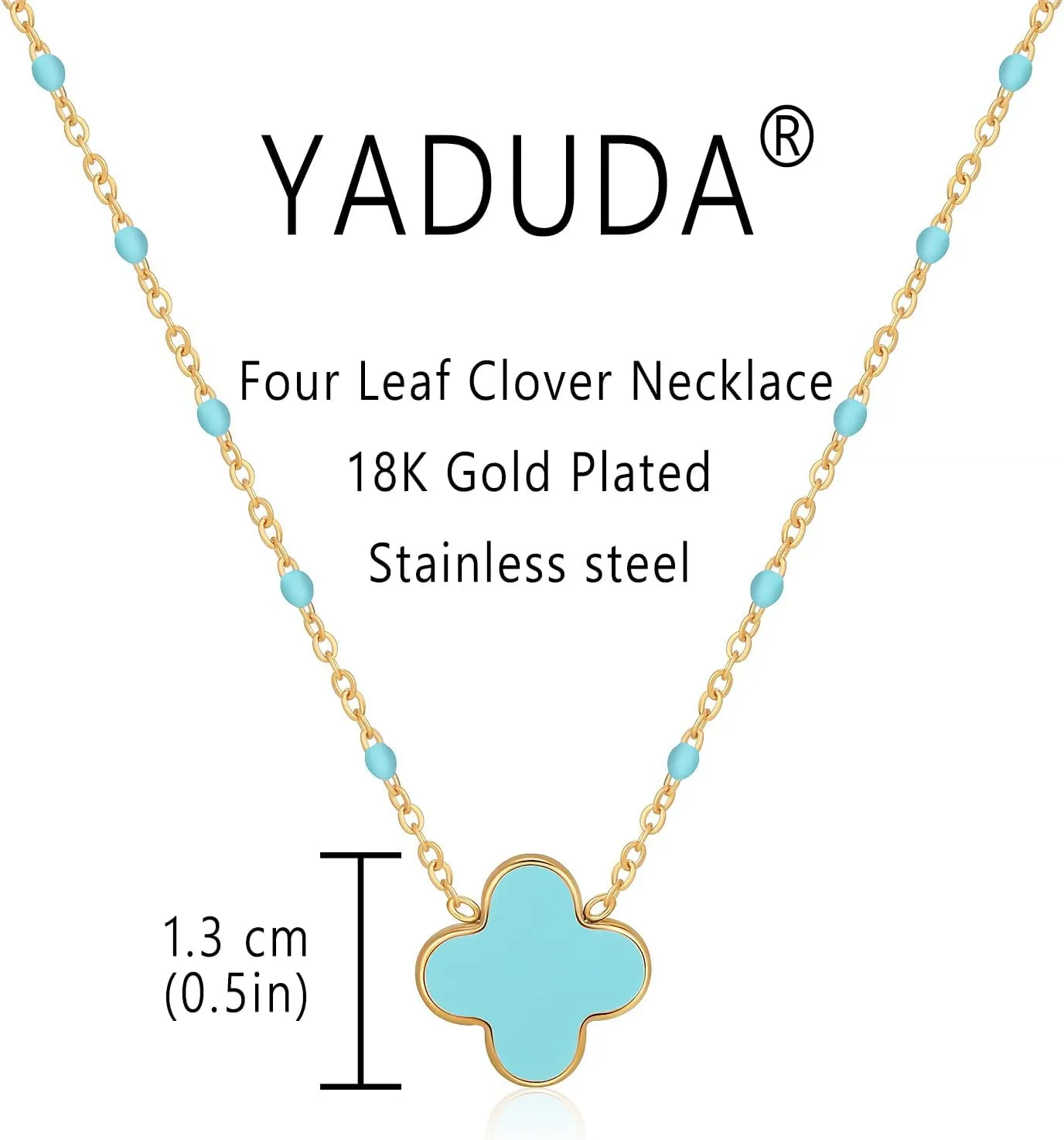 YADUDA Dainty Four Leaf Clover Choker Necklace Colorful Tiny Cute Clover Pendant Necklaces for Women 18K Gold Plated Stainless Steel Lucky 4 Leaf Pendant Jewelry