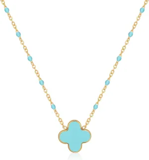 YADUDA Dainty Four Leaf Clover Choker Necklace Colorful Tiny Cute Clover Pendant Necklaces for Women 18K Gold Plated Stainless Steel Lucky 4 Leaf Pendant Jewelry
