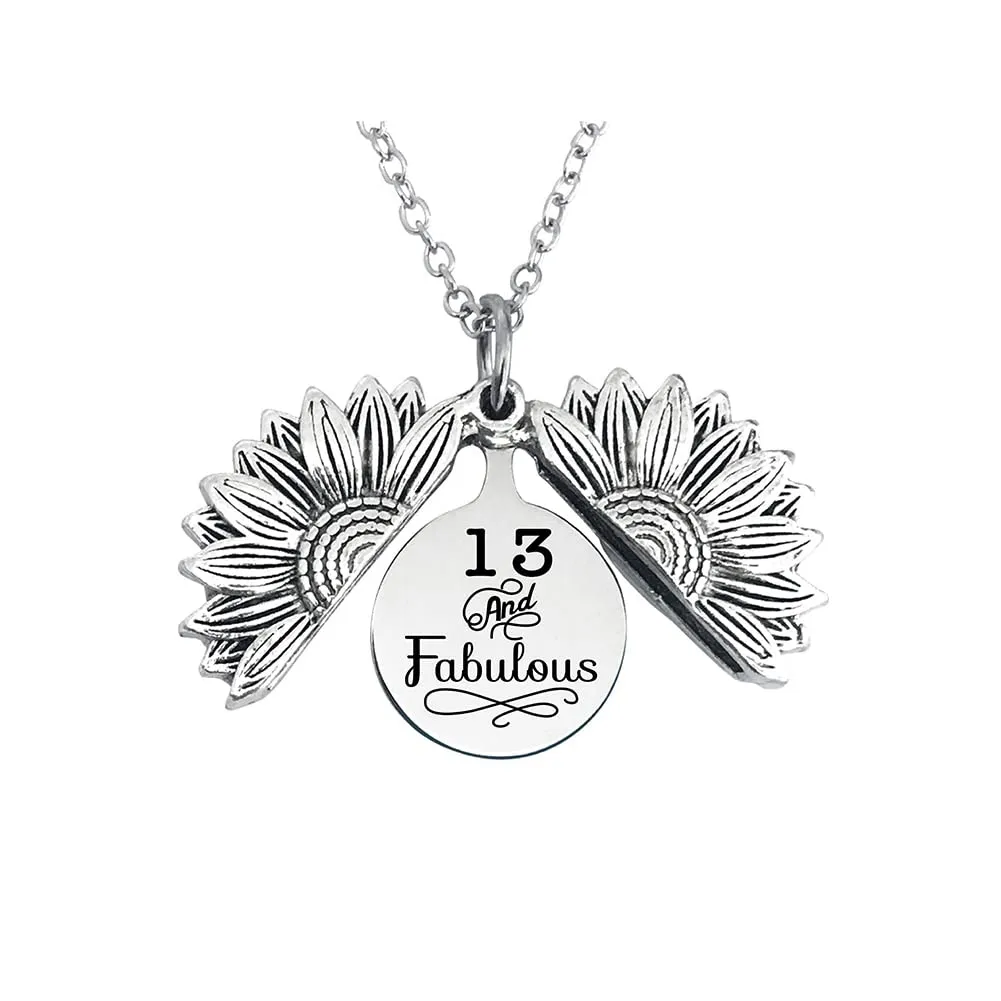 YALLNASL 13th Birthday Gift Necklace for Girls 13 and Fabulous Sunflower Necklaces for Teen Girls 13 Year Old Girl Birthday Gifts for Daughter 13 Years Old Girls Birthday Gift Ideas