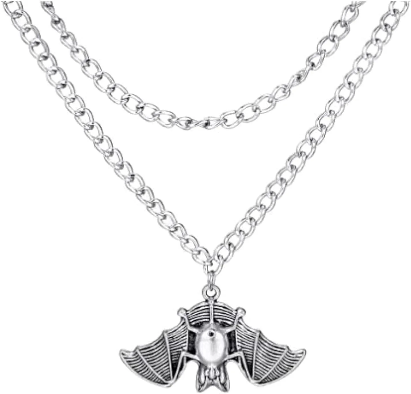 yaozeio Halloween Bat Necklace for Women Men, Gothic Punk Bat Pendant Necklace Double Layer Necklaces for Women Bat Wings Necklace Halloween Costume Accessories Gifts