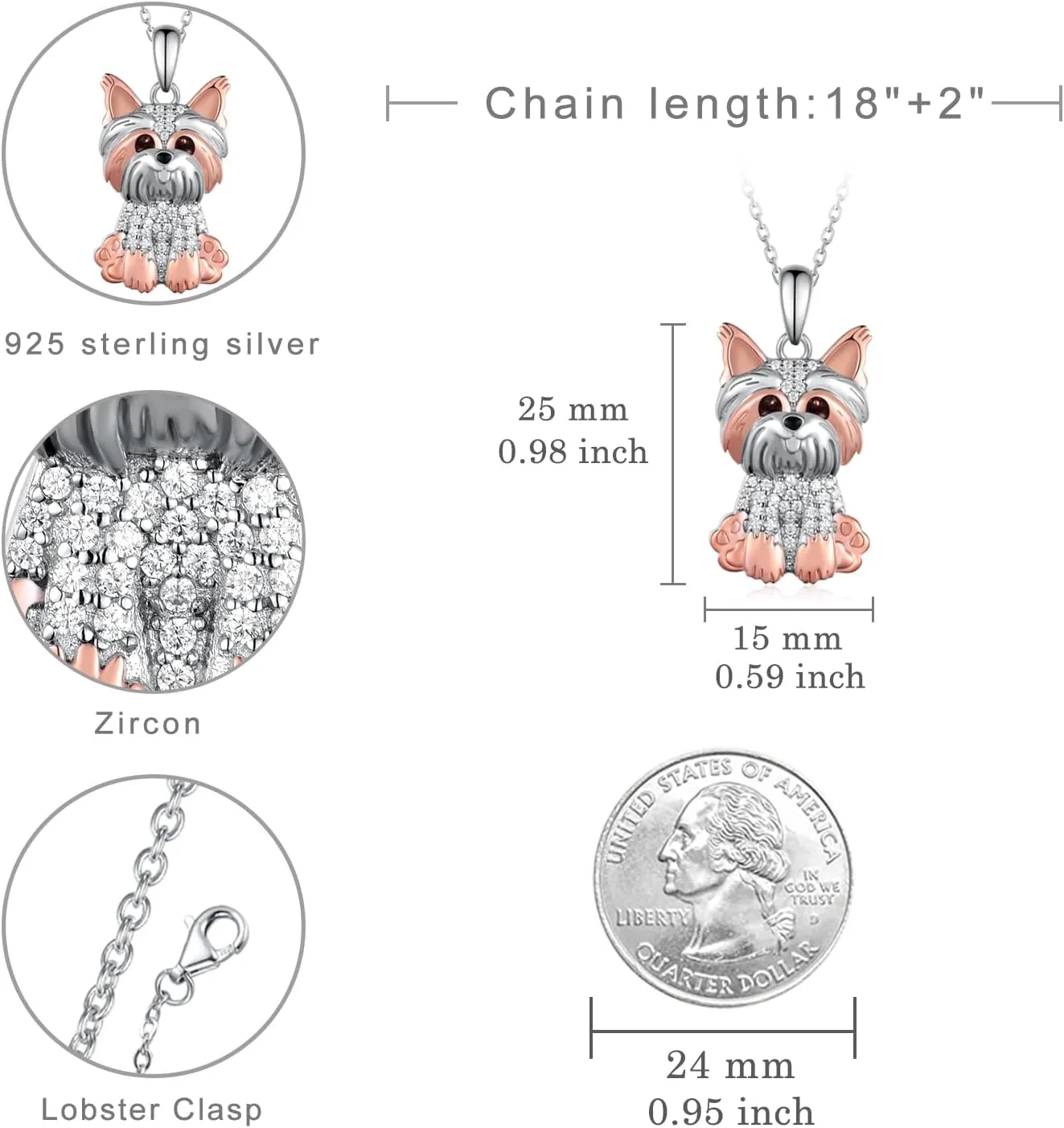 Yorkie/Pug/Maltese/Poodle/German Shepherd Necklace 925 Sterling Silver Dog Pendant Necklaces for Women Dog Jewelry Gifts for Women Dog Loves