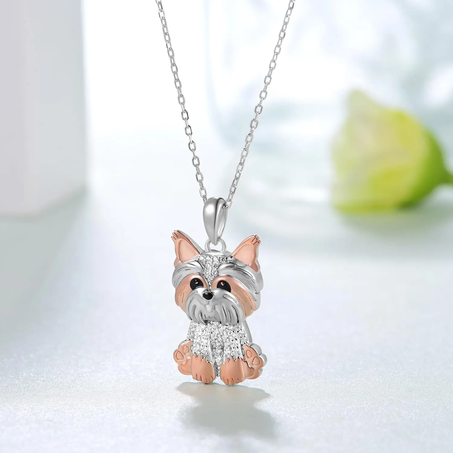 Yorkie/Pug/Maltese/Poodle/German Shepherd Necklace 925 Sterling Silver Dog Pendant Necklaces for Women Dog Jewelry Gifts for Women Dog Loves