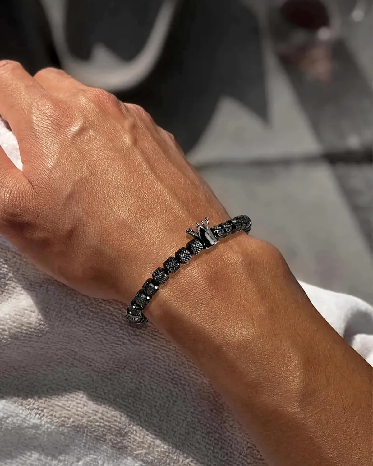 Yowivon Bracelet, Black Bead Bracelets, Cool Adjustable Christian Jewelry, Fashion Romantic Christmas Father's Day Valentines Day Birthday Gifts for Dad/Son/Husband/Him
