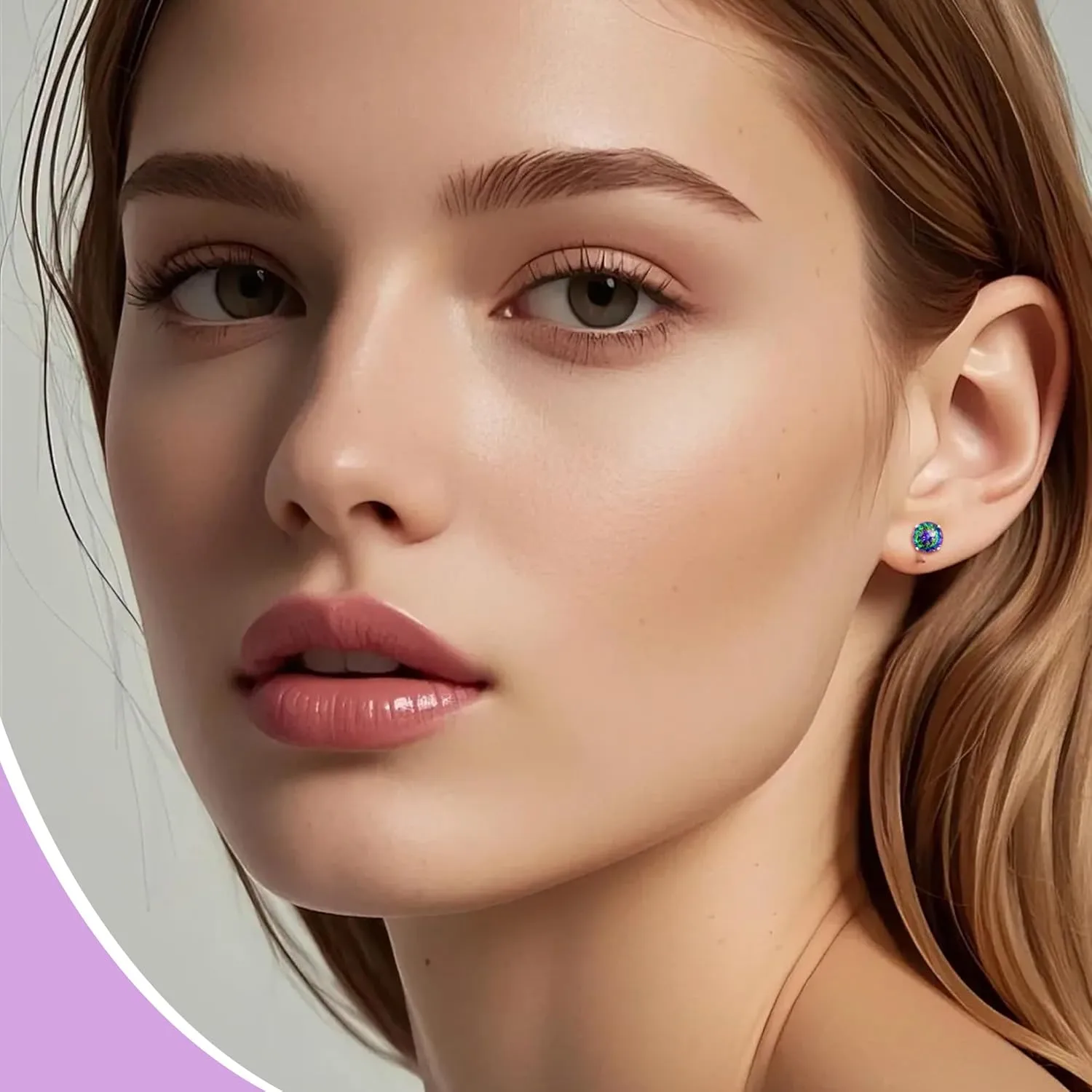 ZDE Titanium Women Flatback Earrings AAAA  Cubic Zirconia Silver CZ Simulated Diamond Earrings Stud Hypoallergenic Cartilage Earring Piercing Jewelry 6mm