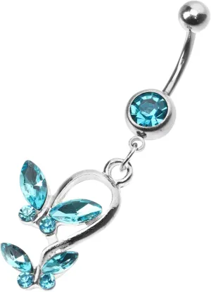 Zircon Navel Ring Stainless Steel Belly Button Piercing Dangle Jewelry for Women