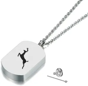 ZKXXJ Memorial Cremation - Deer Sign Urn Necklaces for Human Pets Ashes Personalized Stainless Steel Custom Engraving Pendant Necklace Keepsake Jewelry with Filling Tool
