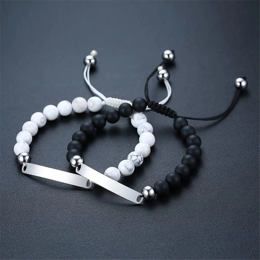 ZKXXJ WWJD HWLF Bracelet Set for Men Women,Adjusted Black White Beaded Onyx What Would Jesus Do He Would Love First Bracelets Inspirational Religious Reminder Jewelry Baptism Easter Gift