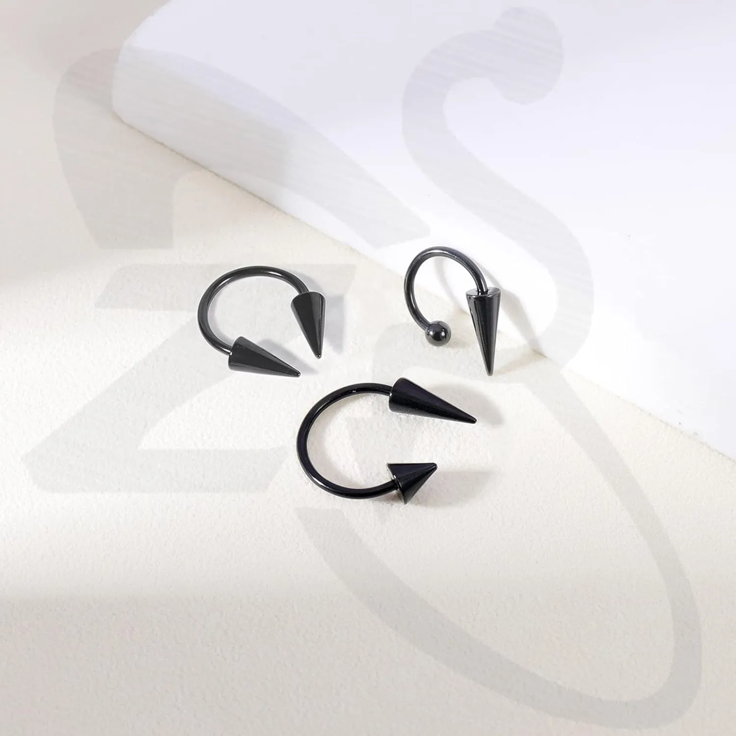 ZS 16G Spiked Horseshoe Nose Septum Rings, Stainless Steel Daith Earrings Spike Lip Ring, Nipple Helix Rook Piercing Jewelry for Women Men