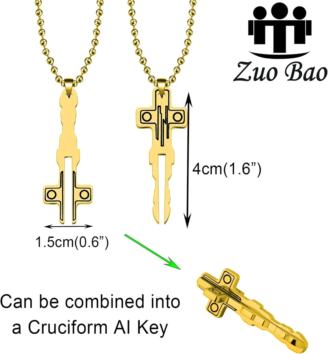 Zuo Bao The Entity Inspired Gift Cruciform AI Key Matching Pendant Necklaces for Couple MIF Fans Gifts