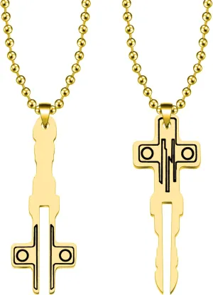 Zuo Bao The Entity Inspired Gift Cruciform AI Key Matching Pendant Necklaces for Couple MIF Fans Gifts